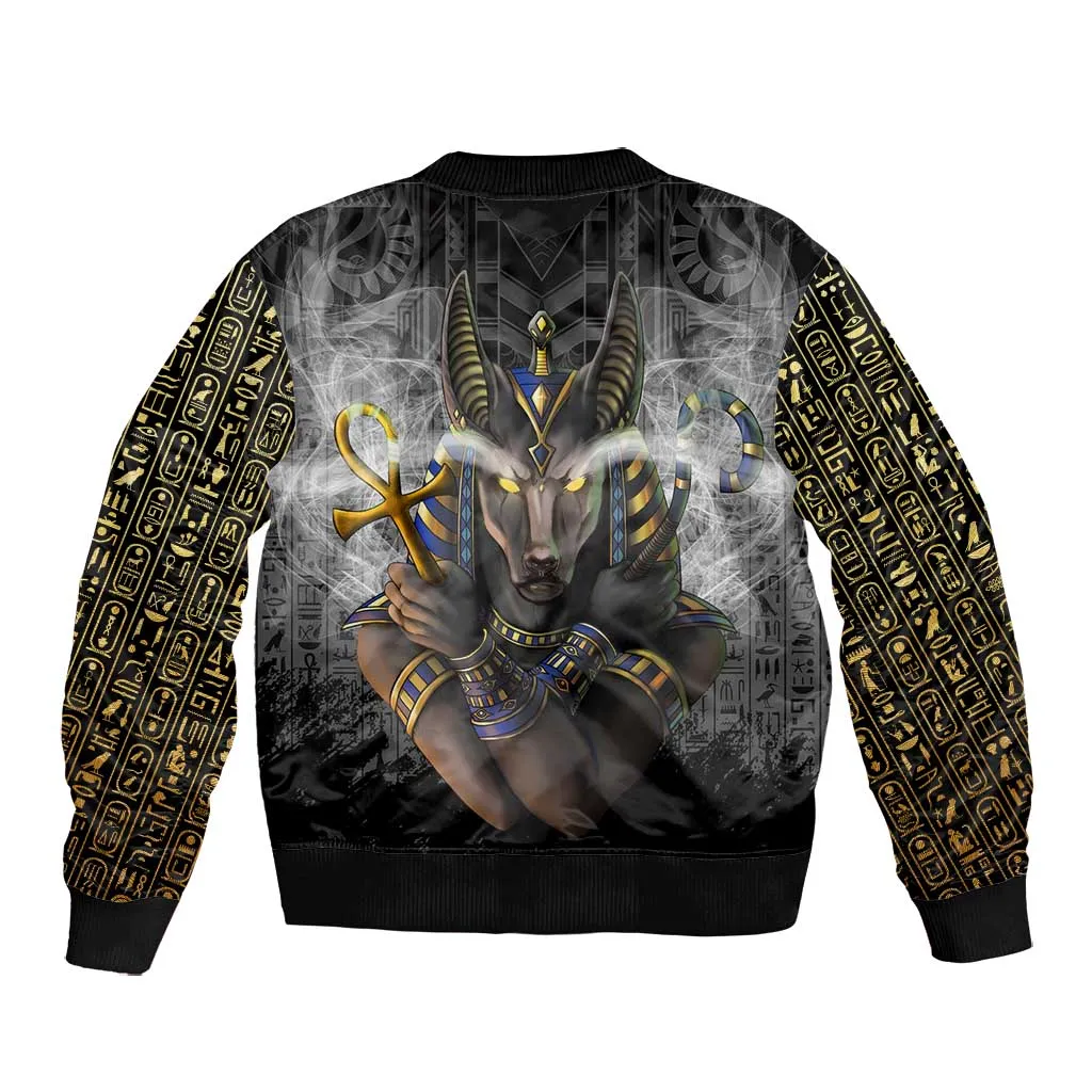 Anubis Bomber Jacket Egypt Pattern Black DT02
