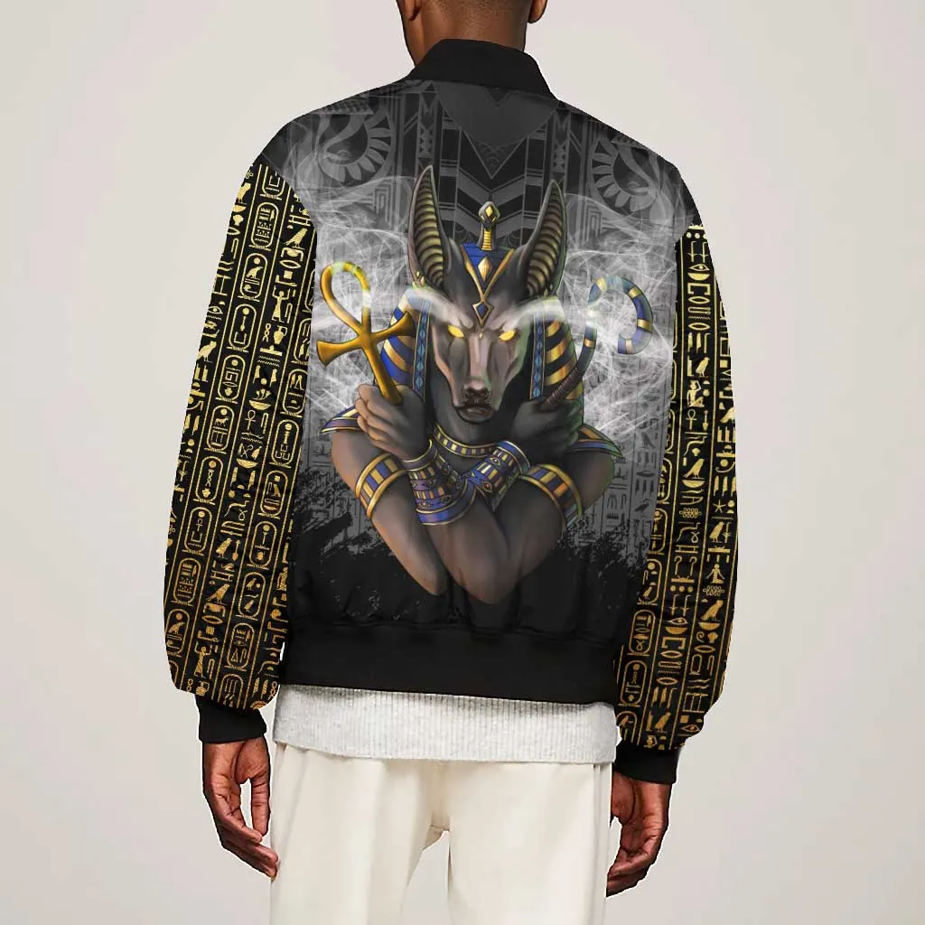 Anubis Bomber Jacket Egypt Pattern Black DT02