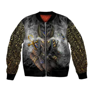 Anubis Bomber Jacket Egypt Pattern Black DT02