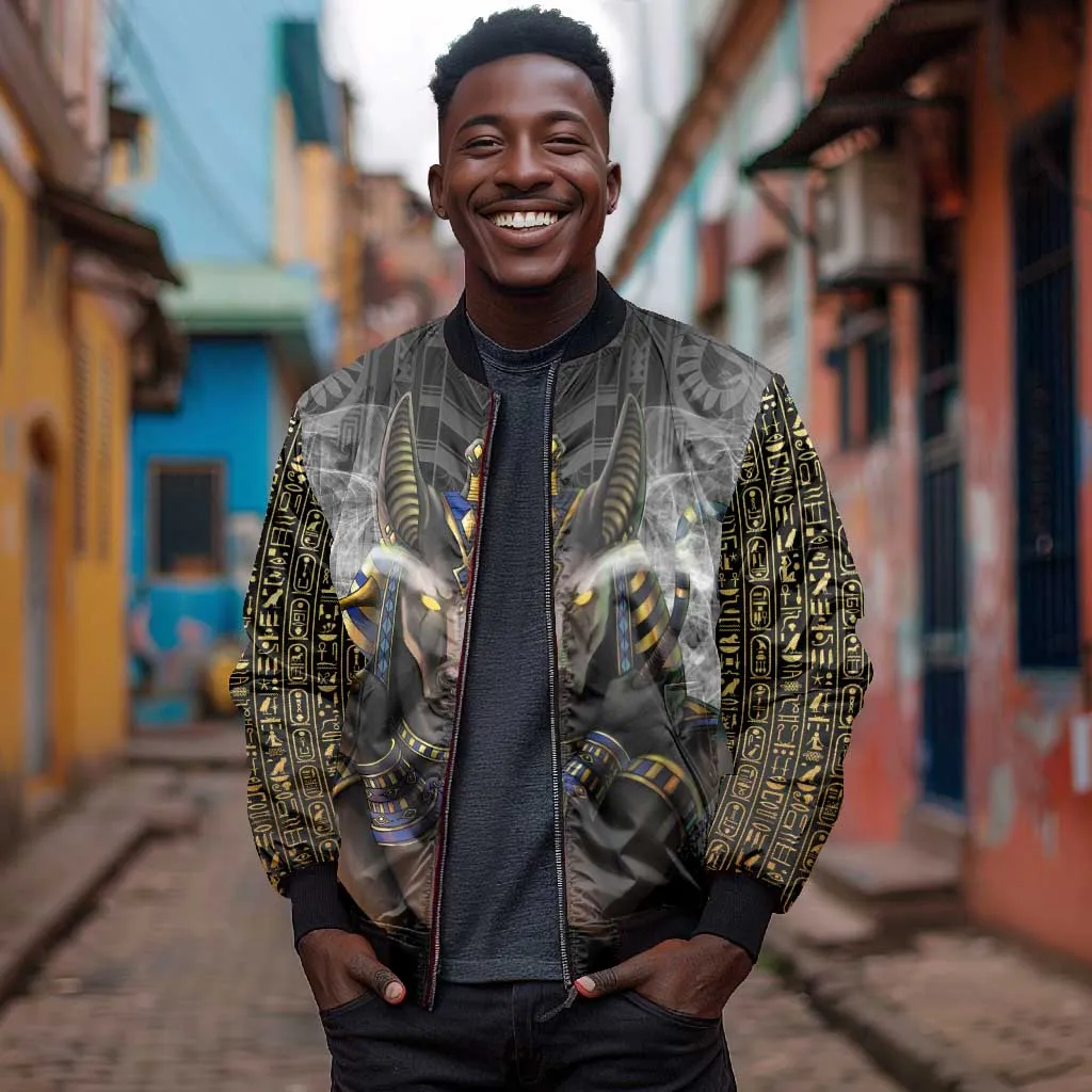 Anubis Bomber Jacket Egypt Pattern Black DT02