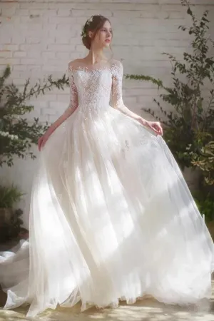 Arrival Vestido De Noiva Long Sleeve Wedding Dresses Tulle Lace Bride Dresses Wedding Gowns Vintage Wedding Dresses