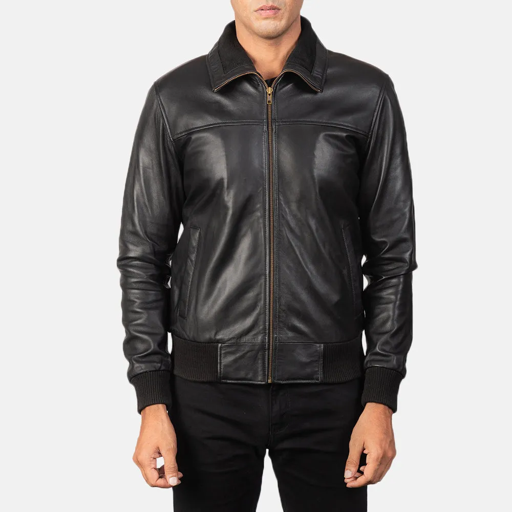 Aura Leather Bomber Jacket