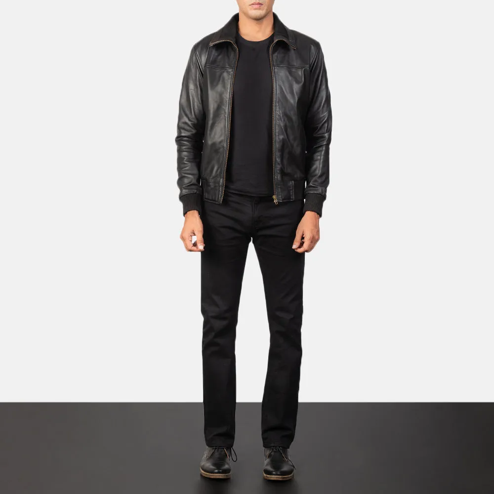 Aura Leather Bomber Jacket
