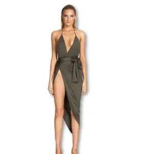 Autumn Winter Dress Sexy Celebrity Women V-neck backless Wrap Slim midi Bodycon Stretch Dresses