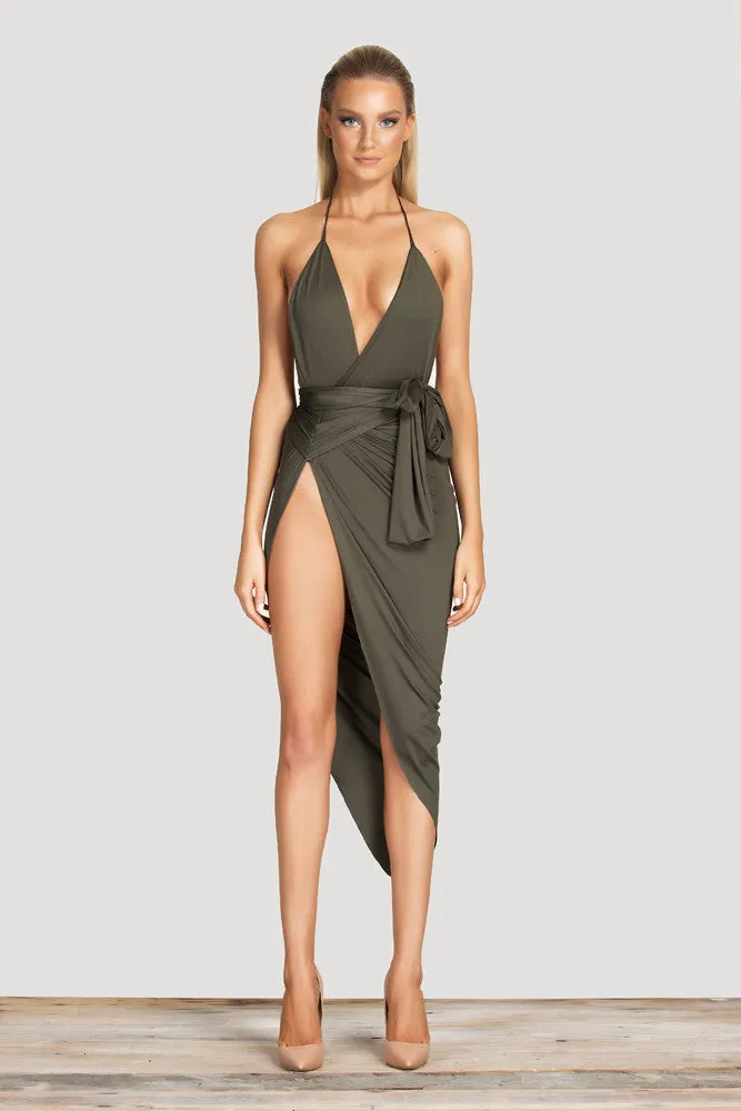 Autumn Winter Dress Sexy Celebrity Women V-neck backless Wrap Slim midi Bodycon Stretch Dresses