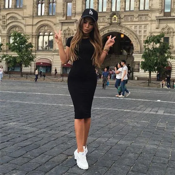 Autumn Womens Sheath Office Dresses Solid Skinny Short Sleeve Knee-Length Robe Bandage Dress Feamle Vestidos
