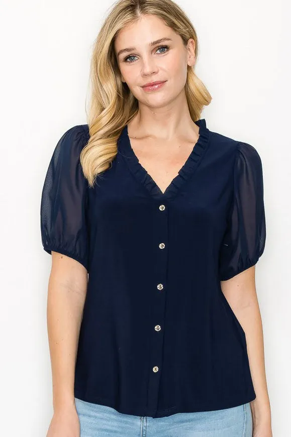 BABY RUFFLE NECK FULL BUTTON SHIRT
