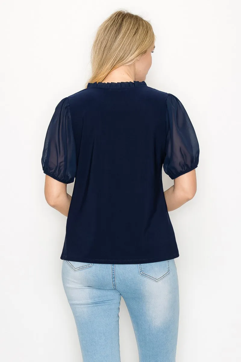 BABY RUFFLE NECK FULL BUTTON SHIRT