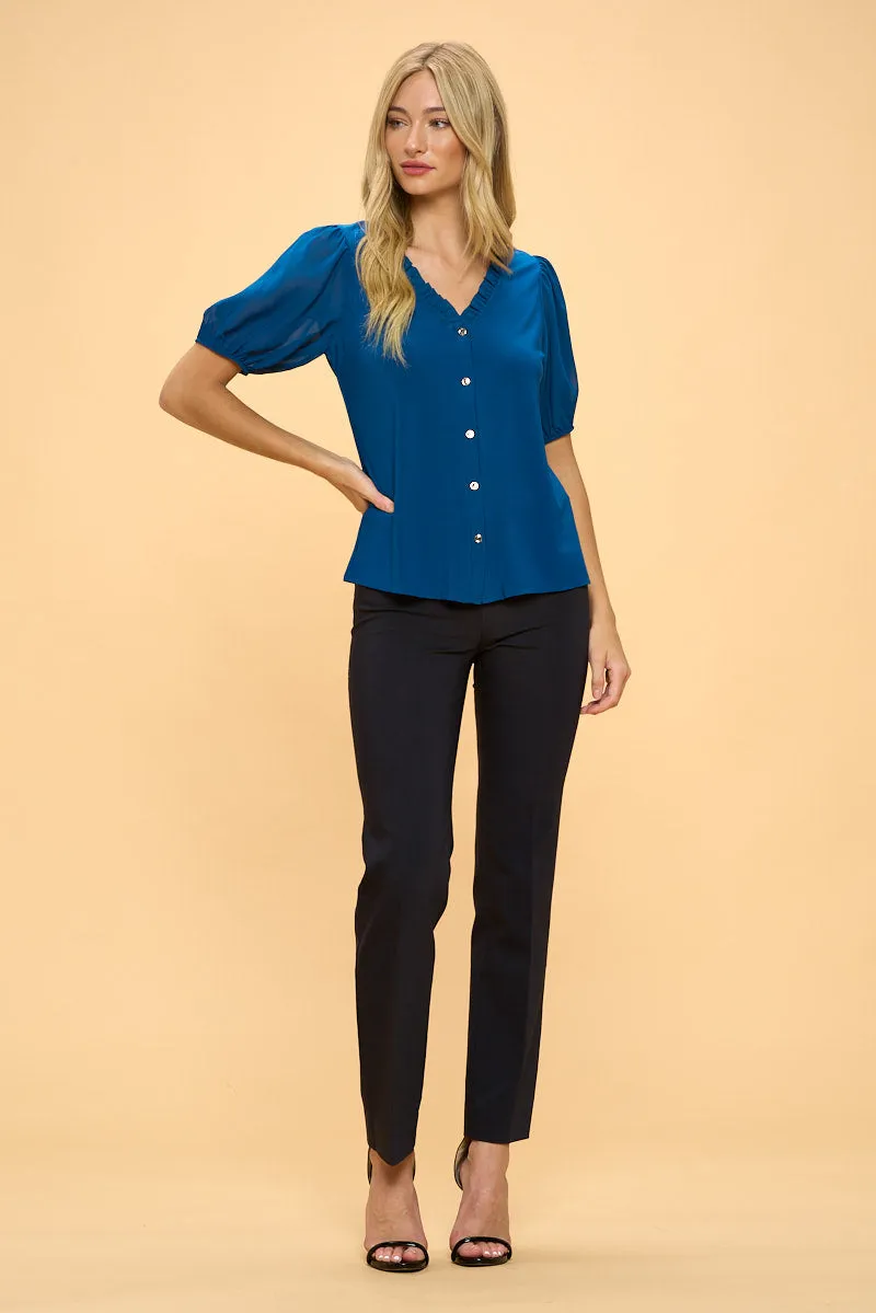 BABY RUFFLE NECK FULL BUTTON SHIRT