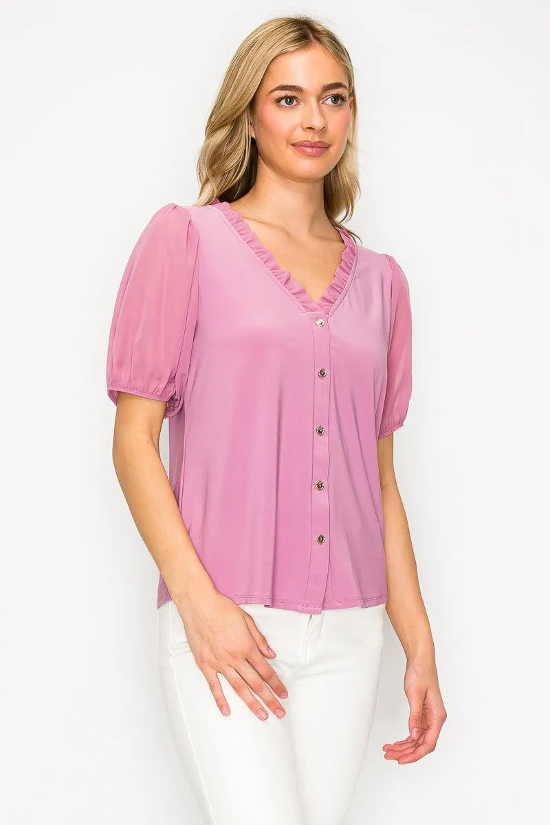 BABY RUFFLE NECK FULL BUTTON SHIRT