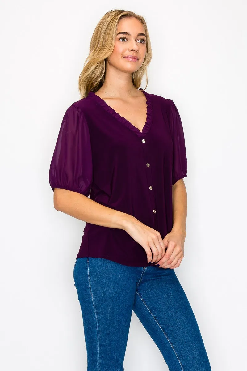 BABY RUFFLE NECK FULL BUTTON SHIRT