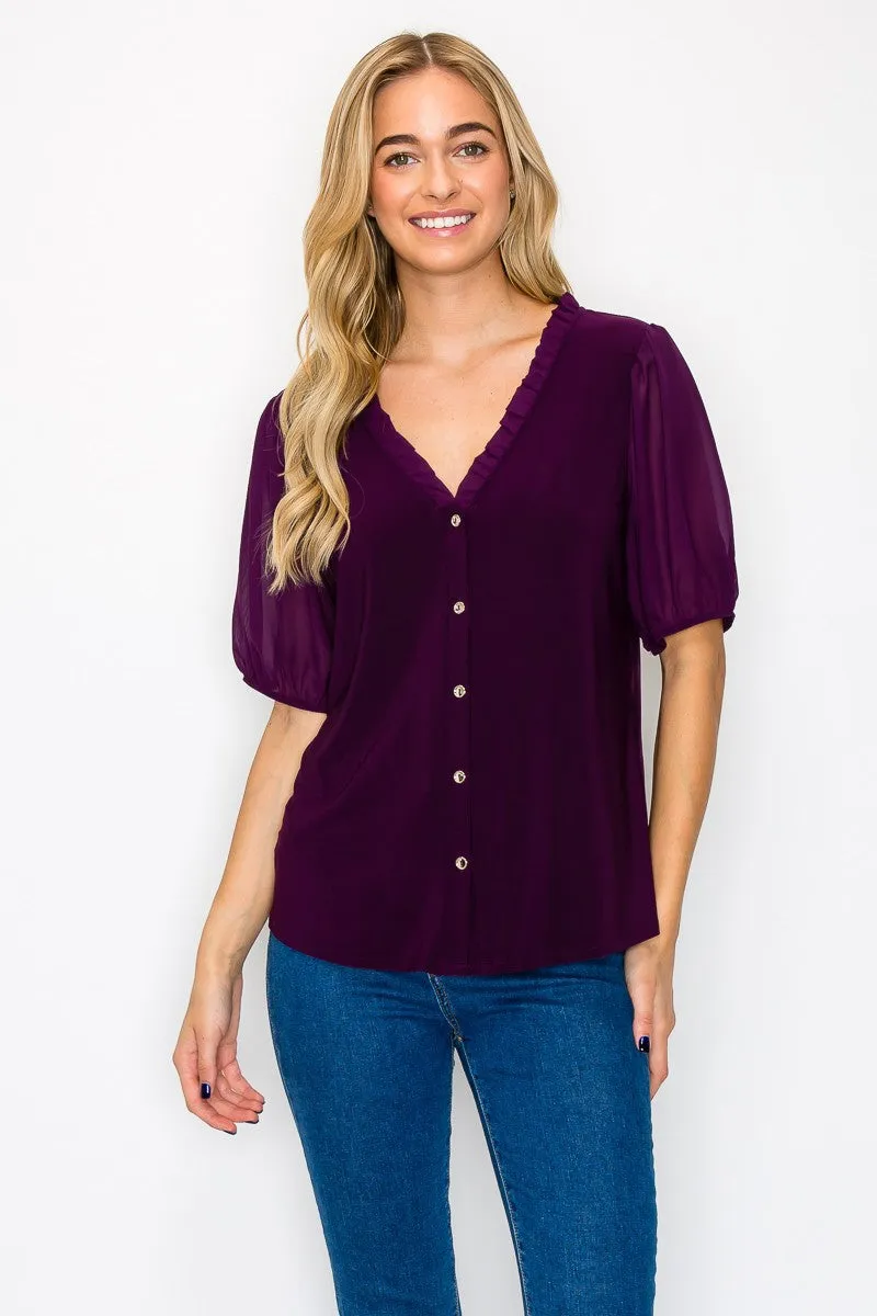 BABY RUFFLE NECK FULL BUTTON SHIRT