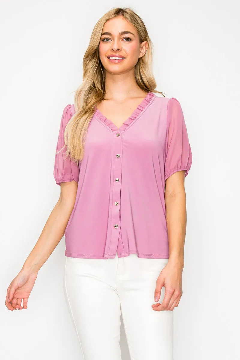 BABY RUFFLE NECK FULL BUTTON SHIRT