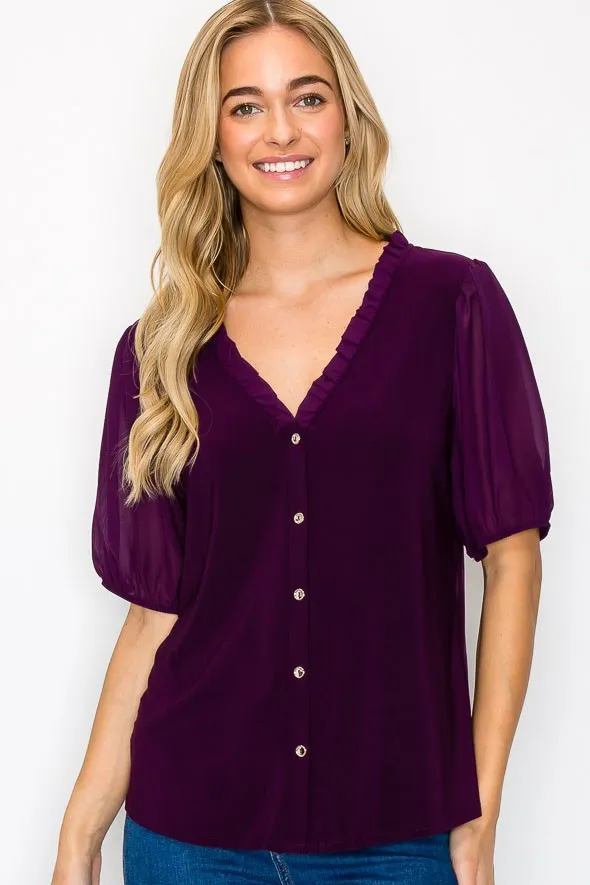 BABY RUFFLE NECK FULL BUTTON SHIRT