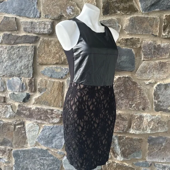 Bailey 44 Black Sheath Leather Dress Size Large