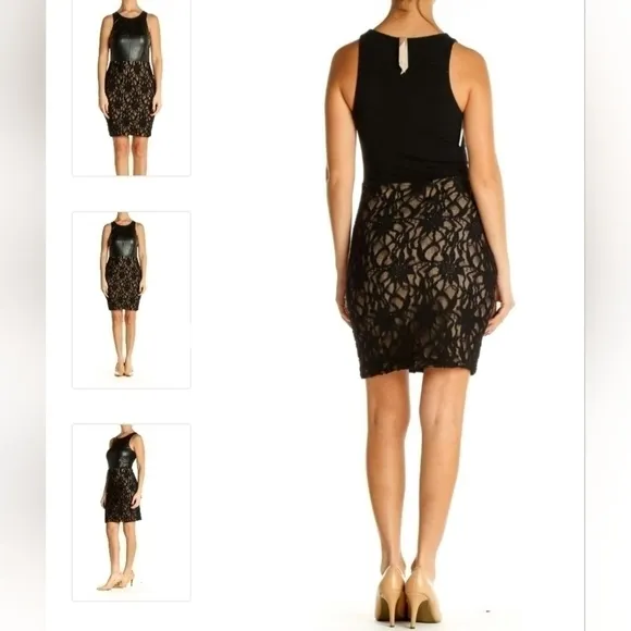Bailey 44 Black Sheath Leather Dress Size Large