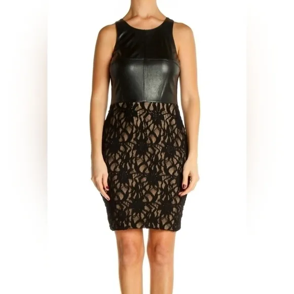 Bailey 44 Black Sheath Leather Dress Size Large