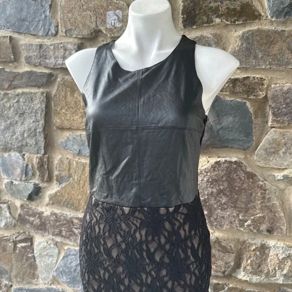 Bailey 44 Black Sheath Leather Dress Size Large