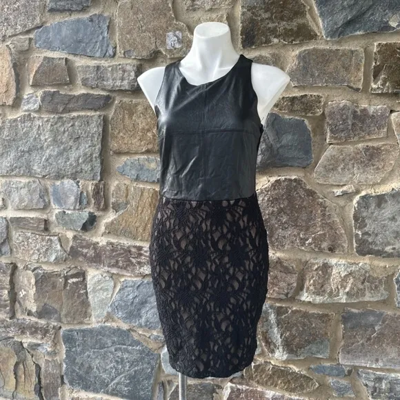 Bailey 44 Black Sheath Leather Dress Size Large