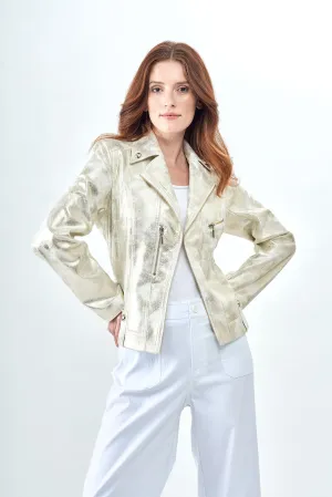 BCJ17681MPRE Metallic Vegan Moto Leather Jacket