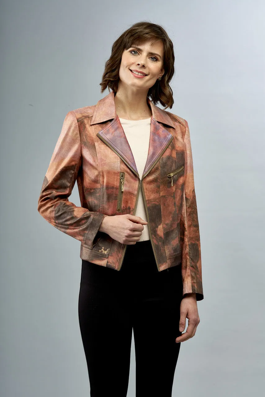 BCJ17681MPRF Metallic Faux Vegan Leather Moto Jacket