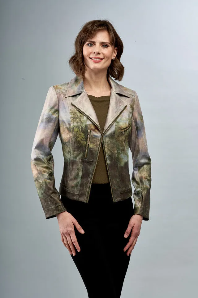 BCJ17681MPRF Metallic Faux Vegan Leather Moto Jacket