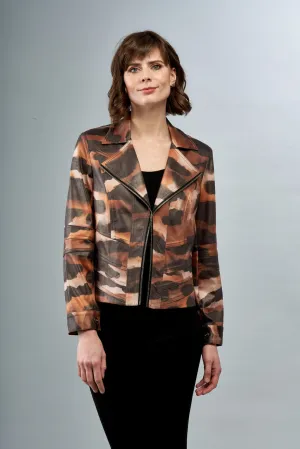 BCJ17A26MPRD Faux Vegan Leather Moto Jacket in Liquid Night Shades