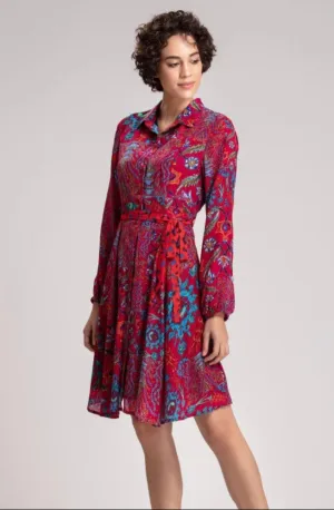 Benares | Martell Midi Dress | Wine Print