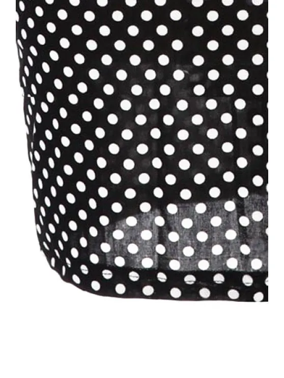 BerryBetty - Gorgeous Jewel Neck Polka Dot Backless Sleeveless Dress