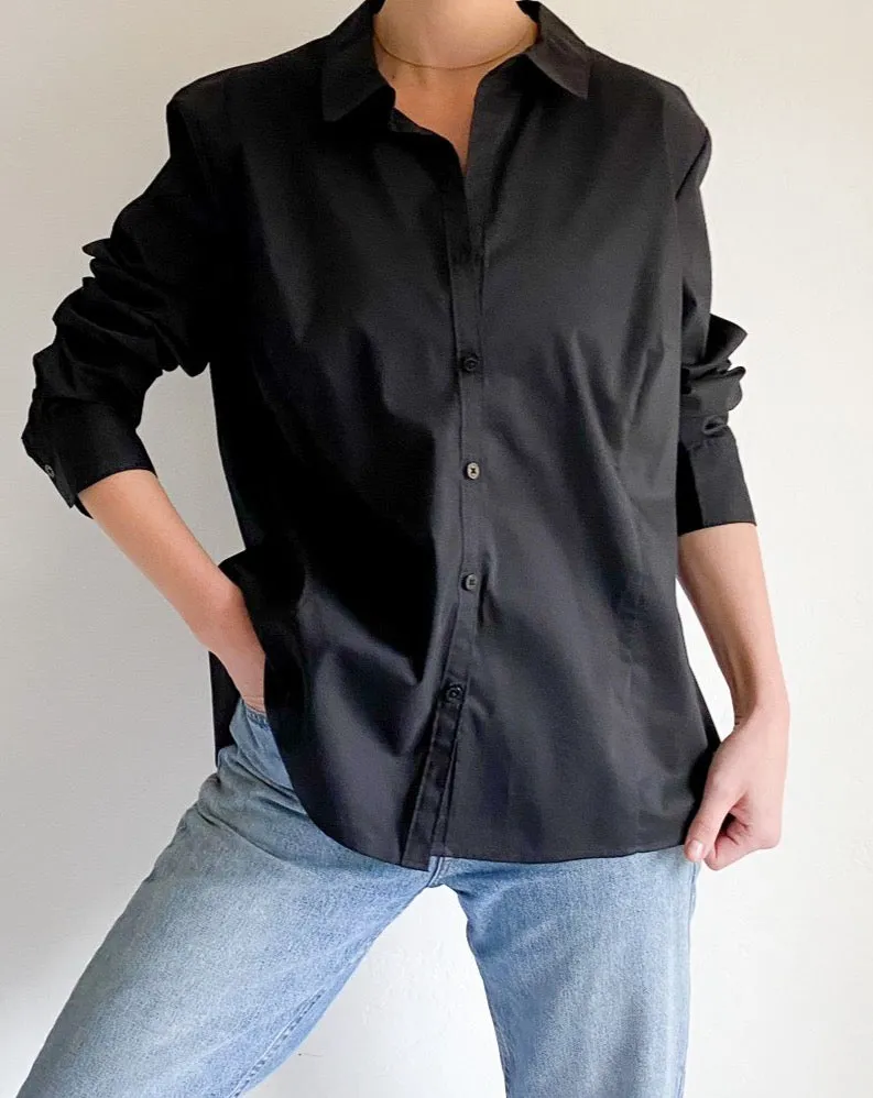 Black Button Collar Shirt
