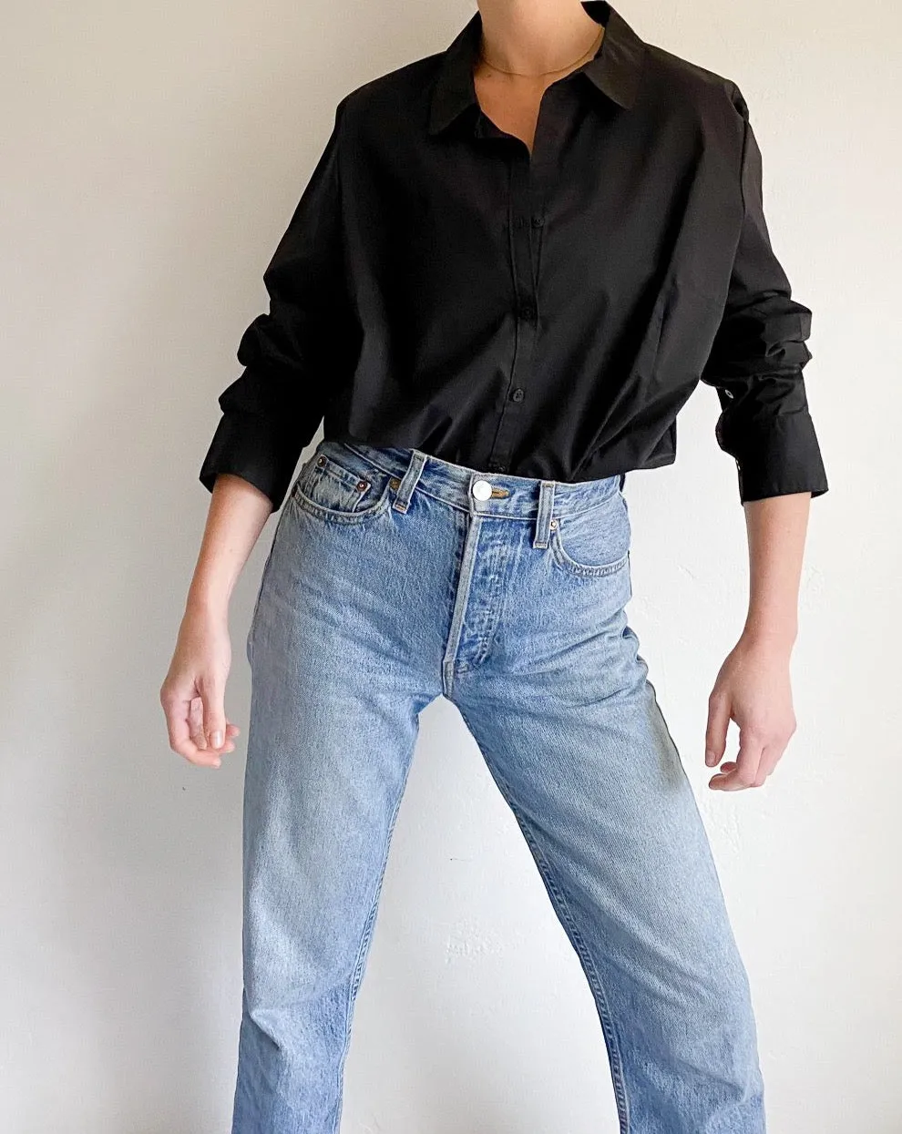 Black Button Collar Shirt