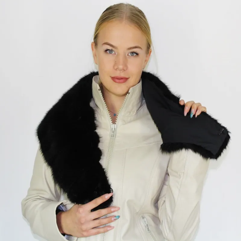 Black colored mink collar