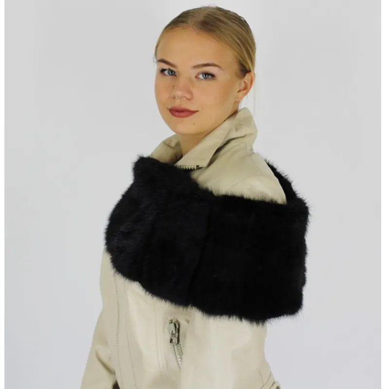Black colored mink collar