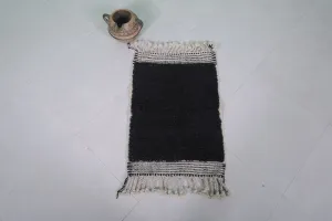Black Moroccan Rug - 2 x 3 Feet | Handmade Wool Accent Rug