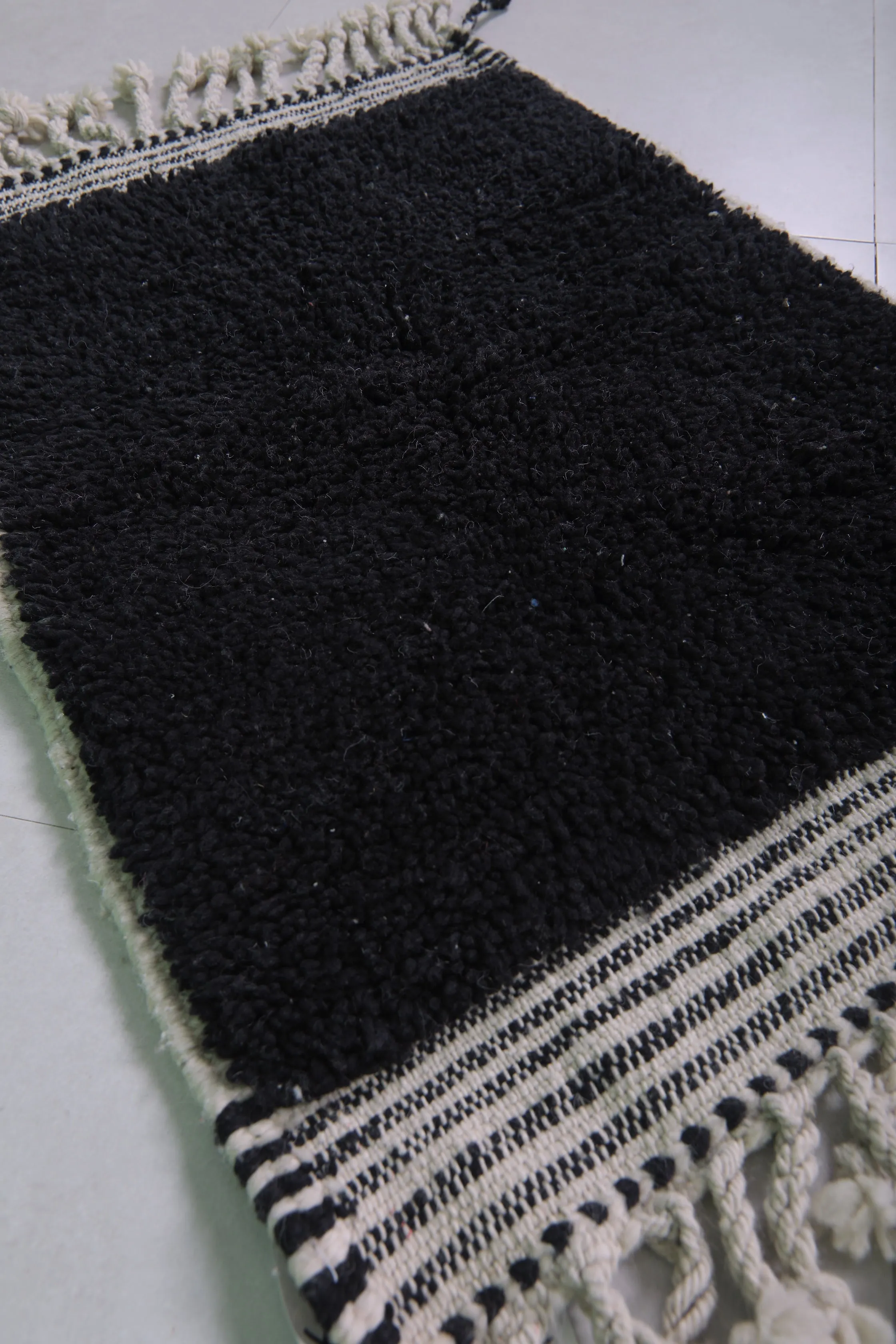 Black Moroccan Rug - 2 x 3 Feet | Handmade Wool Accent Rug