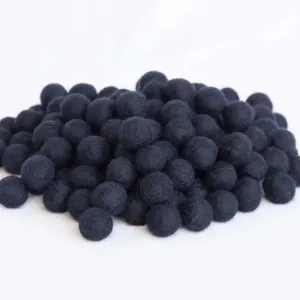 Black Wool Felt Balls – 2.5 cm Craft Supplies - 200 pcs
