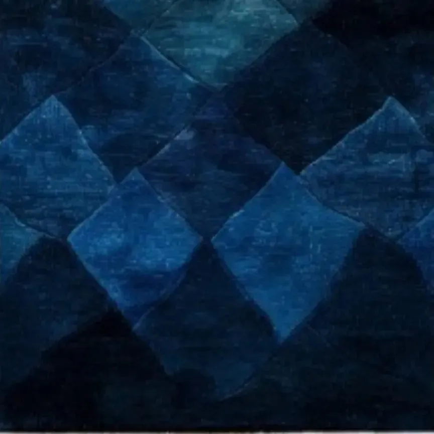 Blue Grids Cape Hand Tufted Wool Rug Runner