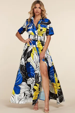 BLUE YELLOW BLACK MAXI DRESS