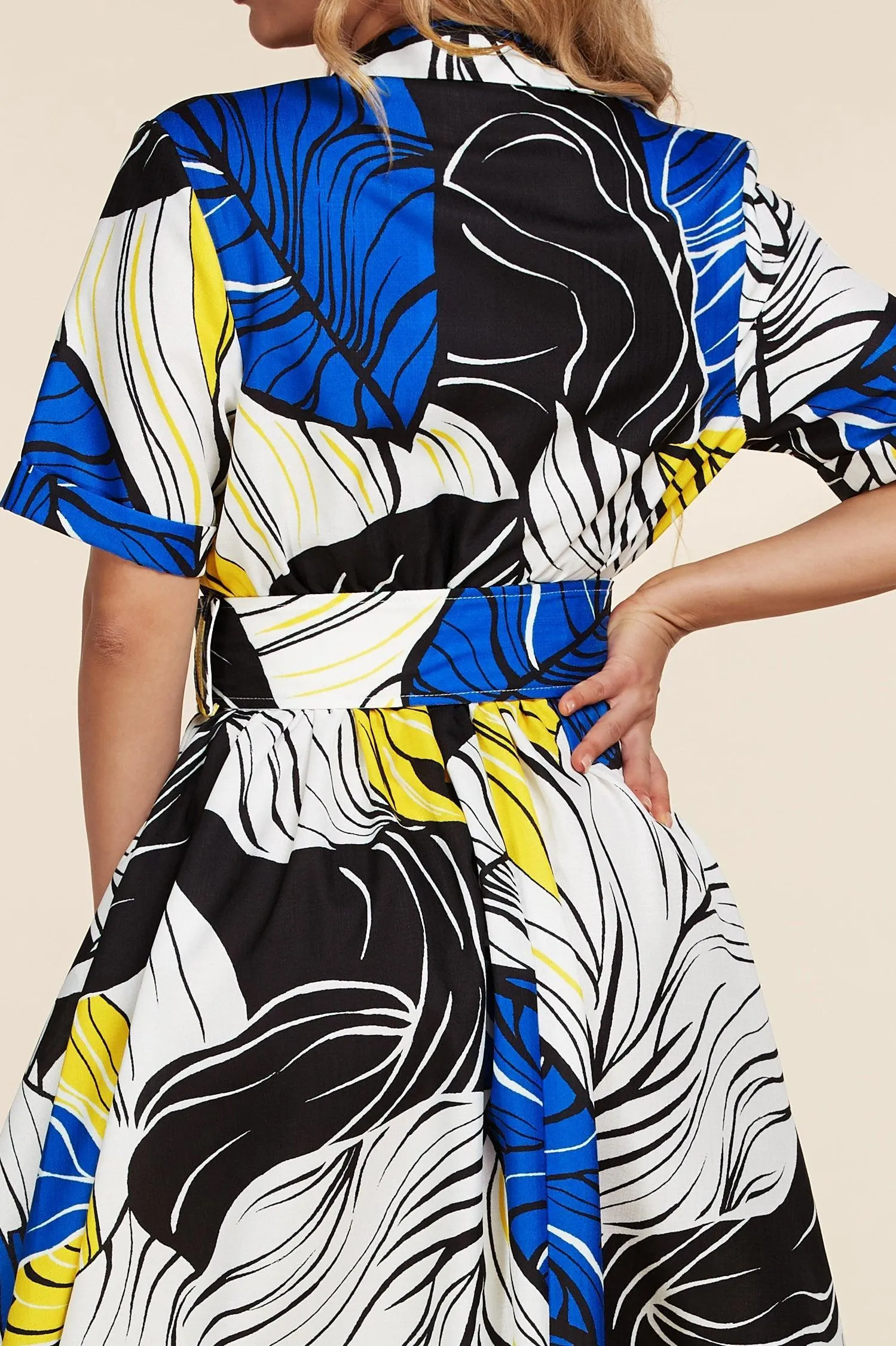BLUE YELLOW BLACK MAXI DRESS