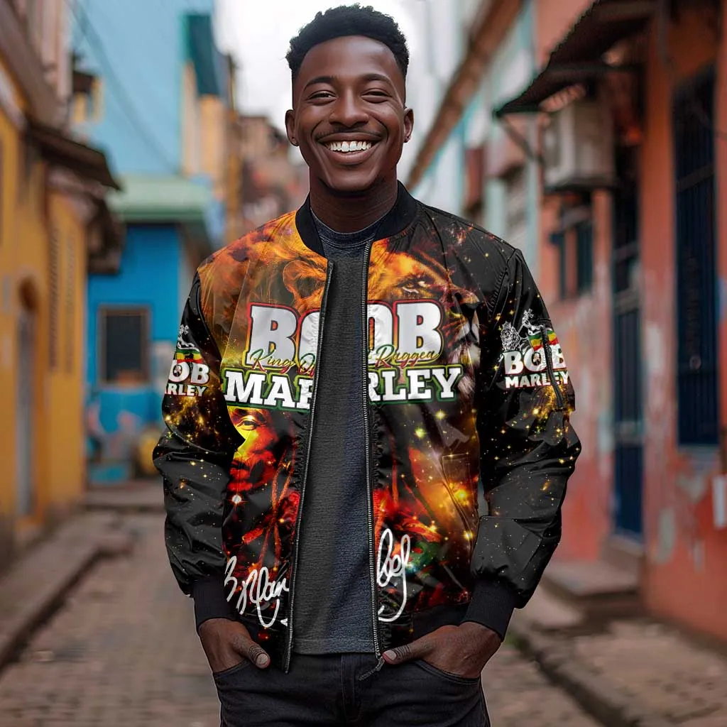 Bob King Of Reggae Rastafari Lion Sleeve Zip Bomber Jacket You Never Know How Strong You Are DT02