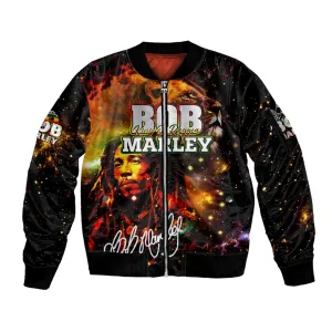 Bob King Of Reggae Rastafari Lion Sleeve Zip Bomber Jacket You Never Know How Strong You Are DT02