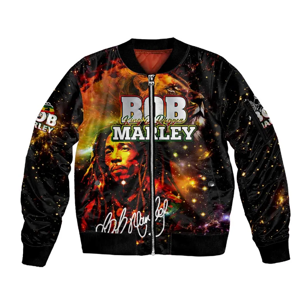 Bob King Of Reggae Rastafari Lion Sleeve Zip Bomber Jacket You Never Know How Strong You Are DT02
