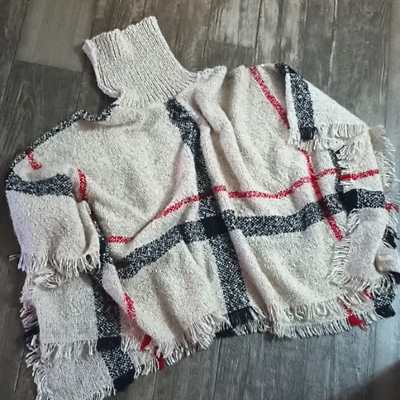 Bohemian Fringe Oversized Turtleneck Winter Poncho