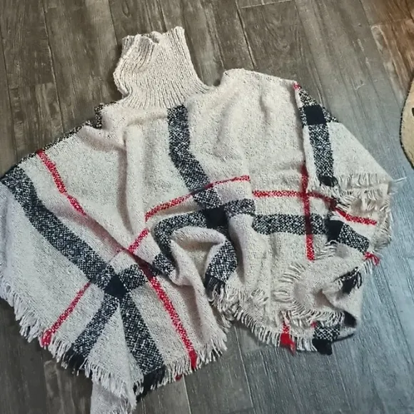 Bohemian Fringe Oversized Turtleneck Winter Poncho