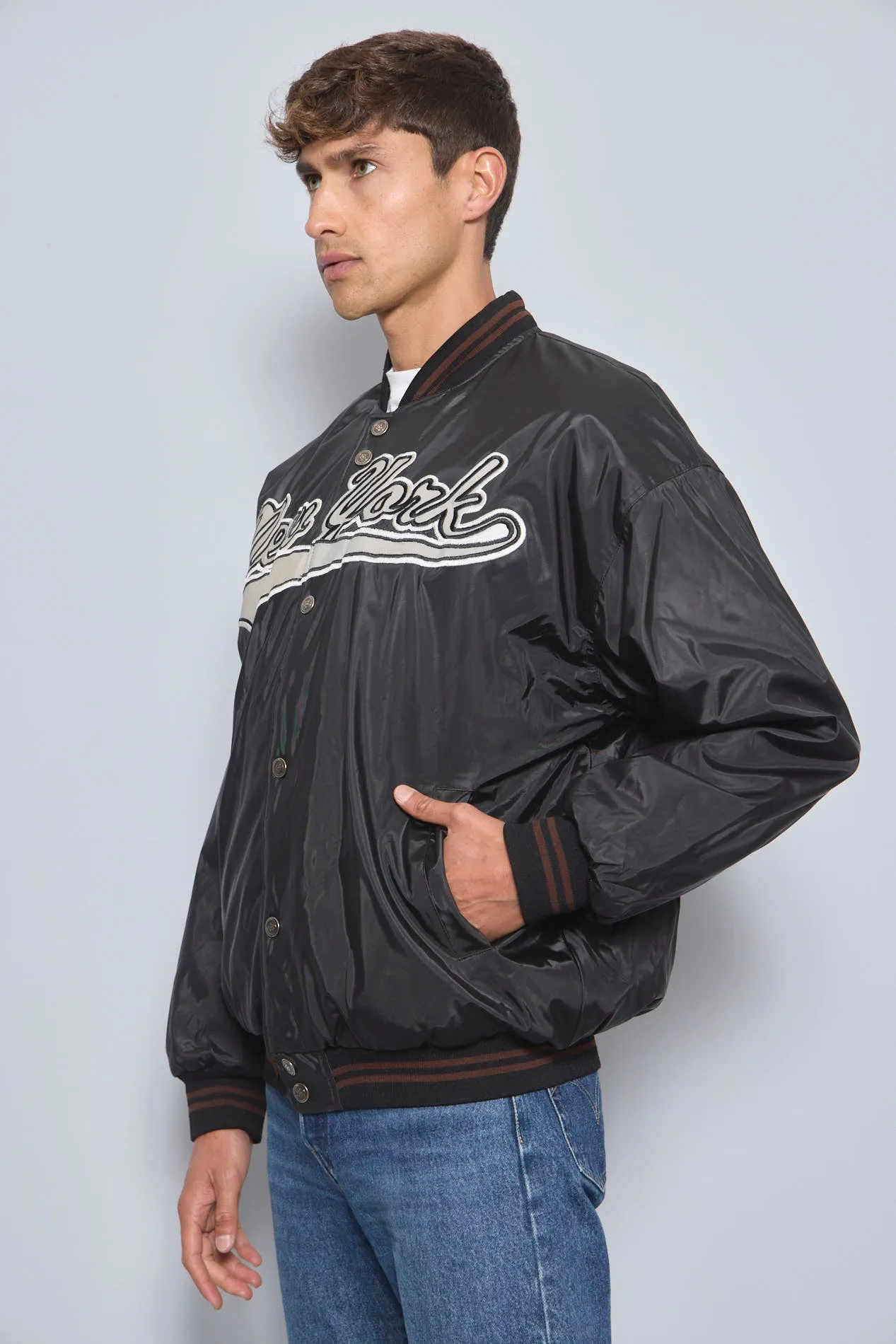Bomber Negro jon lauren Talla Xl