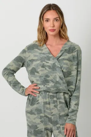 Brushed Knit Plunging Neck Top