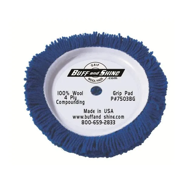 BS-7503BG Blue Wool Hook & Loop Compounding Pad