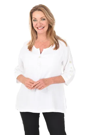 Bubble Gauze Button Sleeve Top