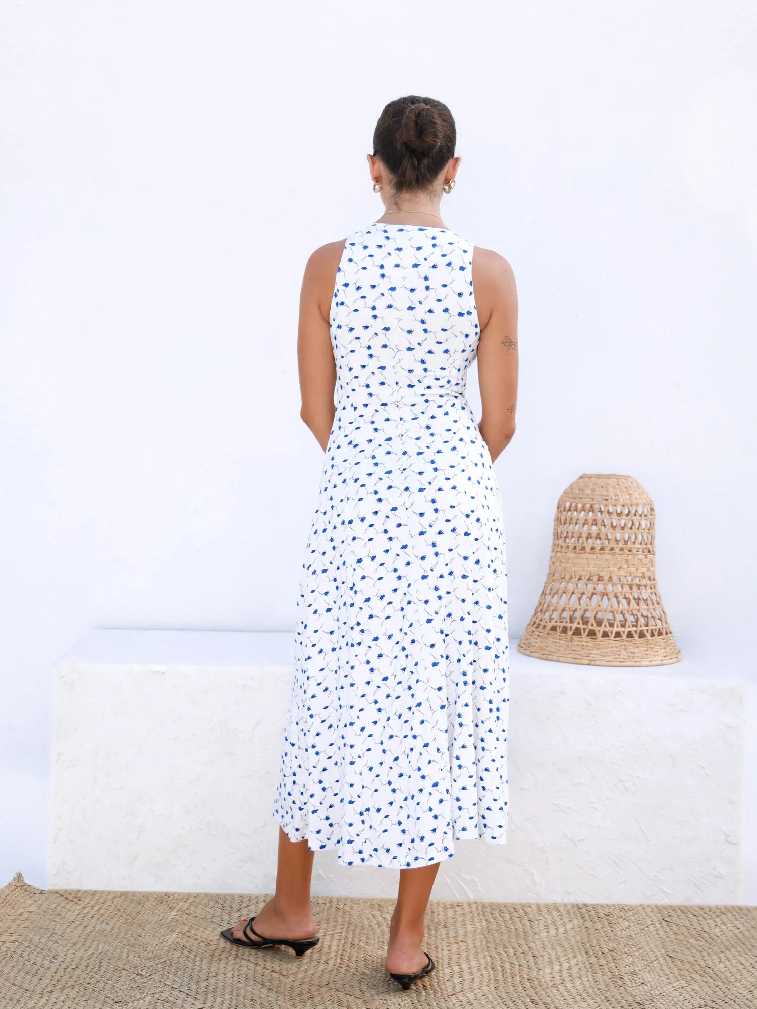 Bustier Detail Button Down Maxi Dress