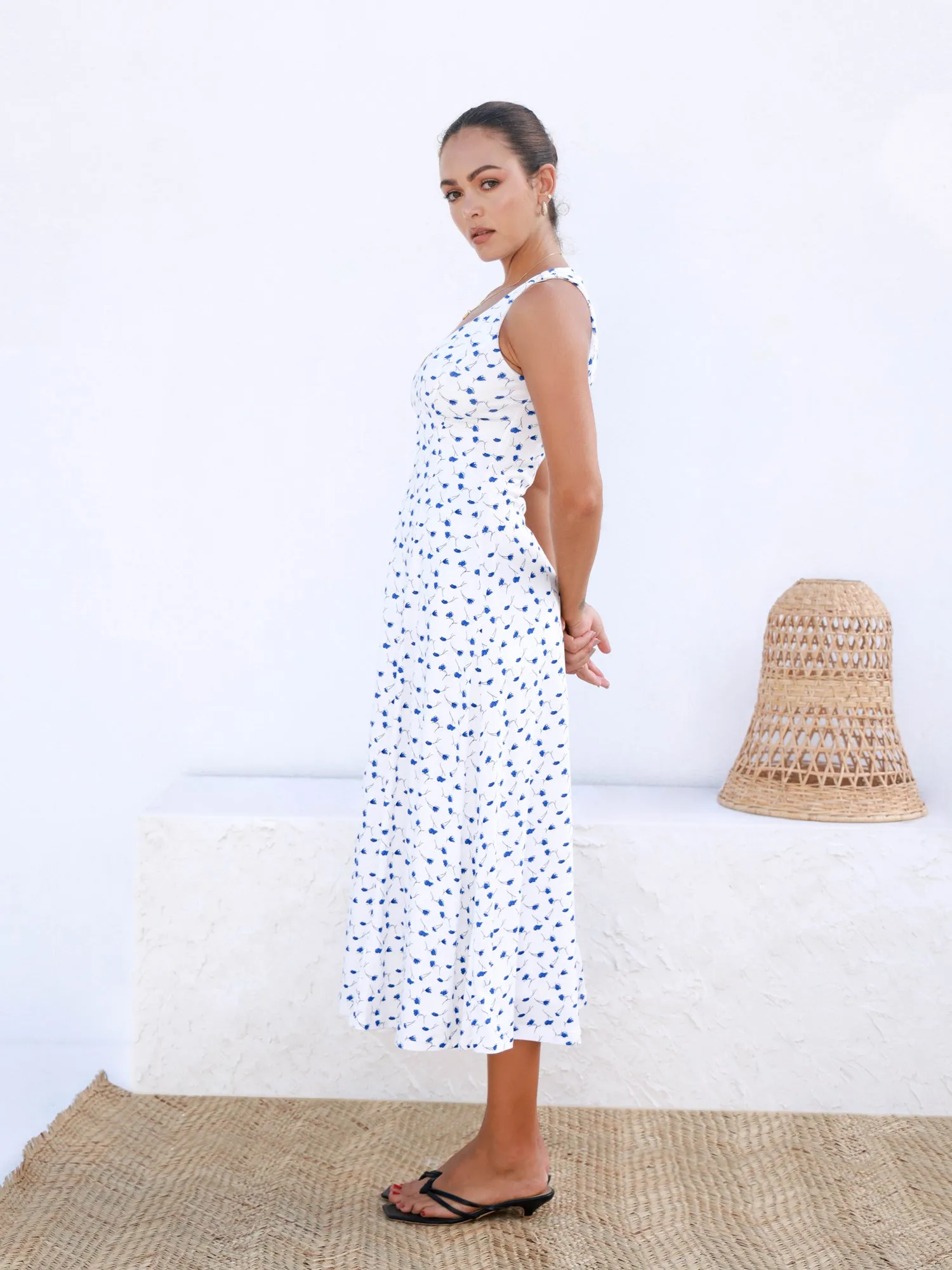 Bustier Detail Button Down Maxi Dress